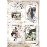 A4 Rice paper packed - Romantic Horses 4 frames by Stamperia (DFSA4581)