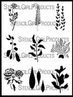 ATC Mixup Missigman #2 Botanical (L793) Stencil designed by Rae Missigman for Stencil Girl (9 inch by 12 inch)