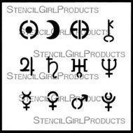 Celestial Bodies Stencil (S831) designed by Kathryn Costa for StencilGirl (6 inch by 6 inch)