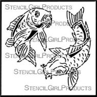 Chinese Garden - Koi (S711) designed by Gwen Lafleur for Stencil Girl (6 inch by 6 inch)