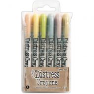 Tim Holtz *GB ONLY* Distress Crayon Set Number 8 (Tattered Rose, Scattered Straw, Shabby Shutters, Weathered Wood, Old Paper, Milled Lavender)