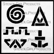 Earth Song Symbols 1 Stencil (M066) designed by Roxanne Evans Stout for StencilGirl (4 inch by 4 inch) 