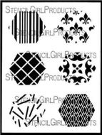 Hexagons Mini Printmaking Set No. 1 9 inch by 12 inch Stencil (L698) by Ann Butler for StencilGirl