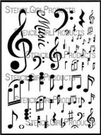 Music Notations Stencil designed by Valerie Sjodin for Stencil Girl (9 inch by 12 inch)