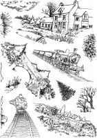 Old Railway A5 Clear Stamp Set by Hobby Art (CS306D)