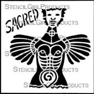 Sacred Feminine Winged Figure Stencil (S538) designed by Carol Wiebe for StencilGirl 6 inch by 6 inch