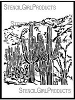 Saguaro Scene Stencil (L862) designed by Shel C for StencilGirl 9 inch by 12 inch