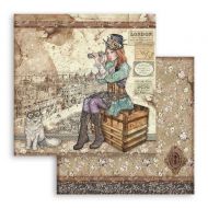 Scrapbooking paper 2 sided (12 inch by 12 inch) Lady Vagabond and cat Stamperia (SBB760)