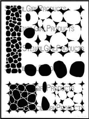 Stone and Pebble Tilings Stencil (L706) designed by Valerie Sjodin for StencilGirl 9 inch by 12 inch