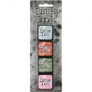 Distress *UK ONLY* mini ink pad - kit 16 (speckled egg, crackling campfire, rustic wilderness, kitsch flamingo) TDPK76339 