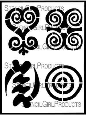 West African Symbols 5 Stencil (L873) designed by TreWen for StencilGirl (9 inch by 12 inch) 