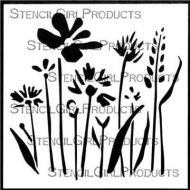 Wildflowers Stencil designed by Jennifer Evans for Stencil Girl (6 inch by 6 inch)