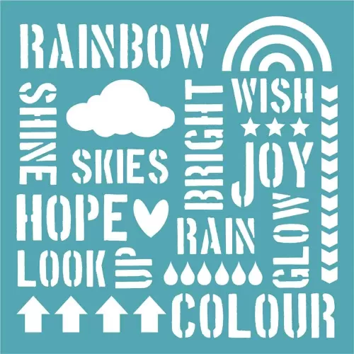 Rainbow Sayings Stencil 145mm square (ST0802) True Colours Collection by Art Journal Love for Funky Fossil Designs