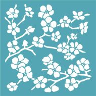 Cherry Blossom (ST0643) 145 mm square stencil by Funky Fossil Designs