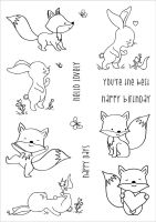 Little Fox And Friends A5 Polymer Stamp Set By Funky Fossil Designs (CS0140)