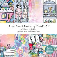 Home Sweet Home 150mm square paper pad *GB ONLY* by Zinski Art for Funky Fossil Designs (PA101)