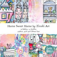 Home Sweet Home 150mm square paper pad *UK ONLY* by Zinski Art for Funky Fossil Designs (PA101)