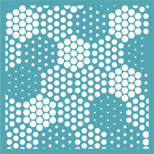 Hex Dots 145 mm square stencil by Funky Fossil Designs (ST0713)