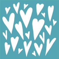 Wonky Hearts 145 mm square stencil by Funky Fossil Designs (ST0708)