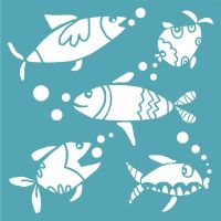 Funky Fish (ST0654) 145 mm square stencil by Zinksi Art and Funky Fossil Designs