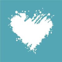 Grungy Heart (ST0653) 145 mm square stencil by Funky Fossil Designs