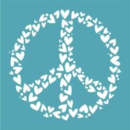 Peace and Love 145 mm square stencils by Funky Fossil (ST0705)