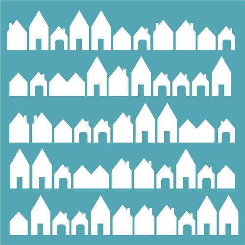 In the Neighbourhood 145mm square stencil by Funky Fossil Designs (ST0690)