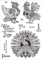 Fabulous Feathers A5 Stamp Set Steampunk Menagerie Collection by Fossil Designs (CS0240)