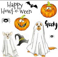 Happy Howl-o-ween (CS352D) DL sized Stamp Set designed by Sharon File for Hobby Art Stamps