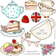 Afternoon Tea A5 stamp set (CS344D) designed by Sharon File for Hobby Art Stamps