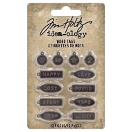 Metal Word Tags Tim Holtz Idea-Ology *UK ONLY* 12 Pack TH94330