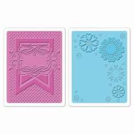 Sizzix Embossing Folders Set (UK ONLY) Banners & Flowers (pack of 2) 658297 