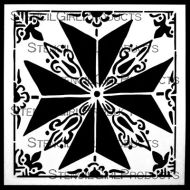 Azulejo Museum Tile Stencil (S930) designed by Laurie Mika for StencilGirl (6 inch by 6 inch)