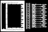 Parisian Wrought Iron Stencil (L934) designed by Carolyn Dube for StencilGirl (9 inch by 12 inch)