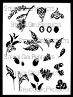 PRE-ORDER DUE 26 November - Heirloom Leaves and Pods Stencil 9 inch by 12 inch (LL1075) by Rae Missigman for StencilGirl