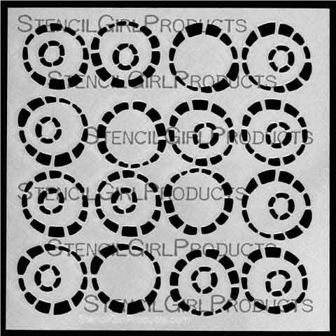 Broken Circles 6 Stencil (S093) designed by Terri Stegmiller for StencilGirl (6 inch by 6 inch)