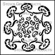 Curlicue Dance Stencil (S457) designed by Janet Joehlin for StencilGirl (6 inch by 6 inch)