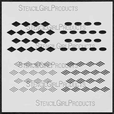 Diamonds Small 6 Stencil (S071) designed by Andrew Borloz for StencilGirl (6 inch by 6 inch)